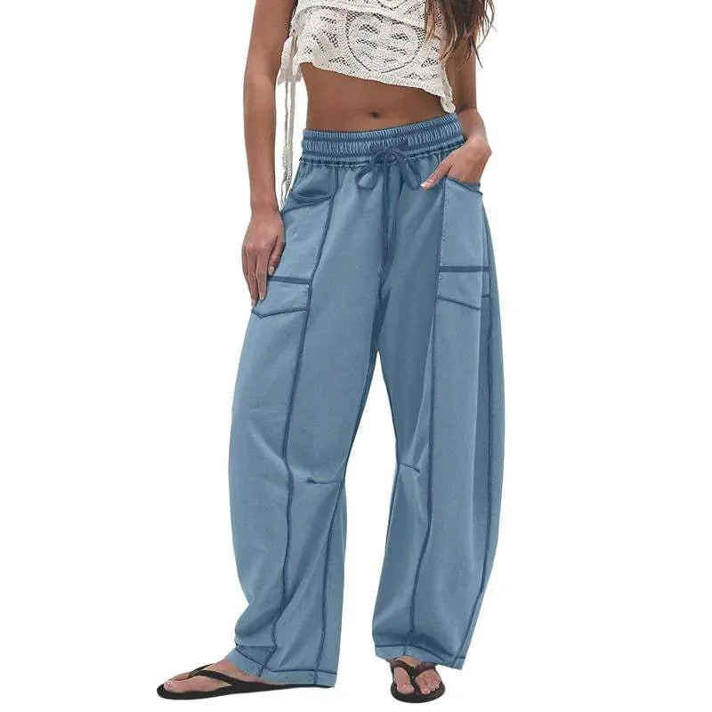 Summer Wide Leg Drawstring Casual Pants