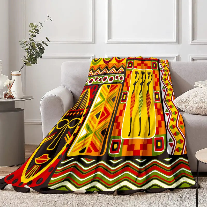 African Design Flannel Blanket - Cozy and Soft (1pc)