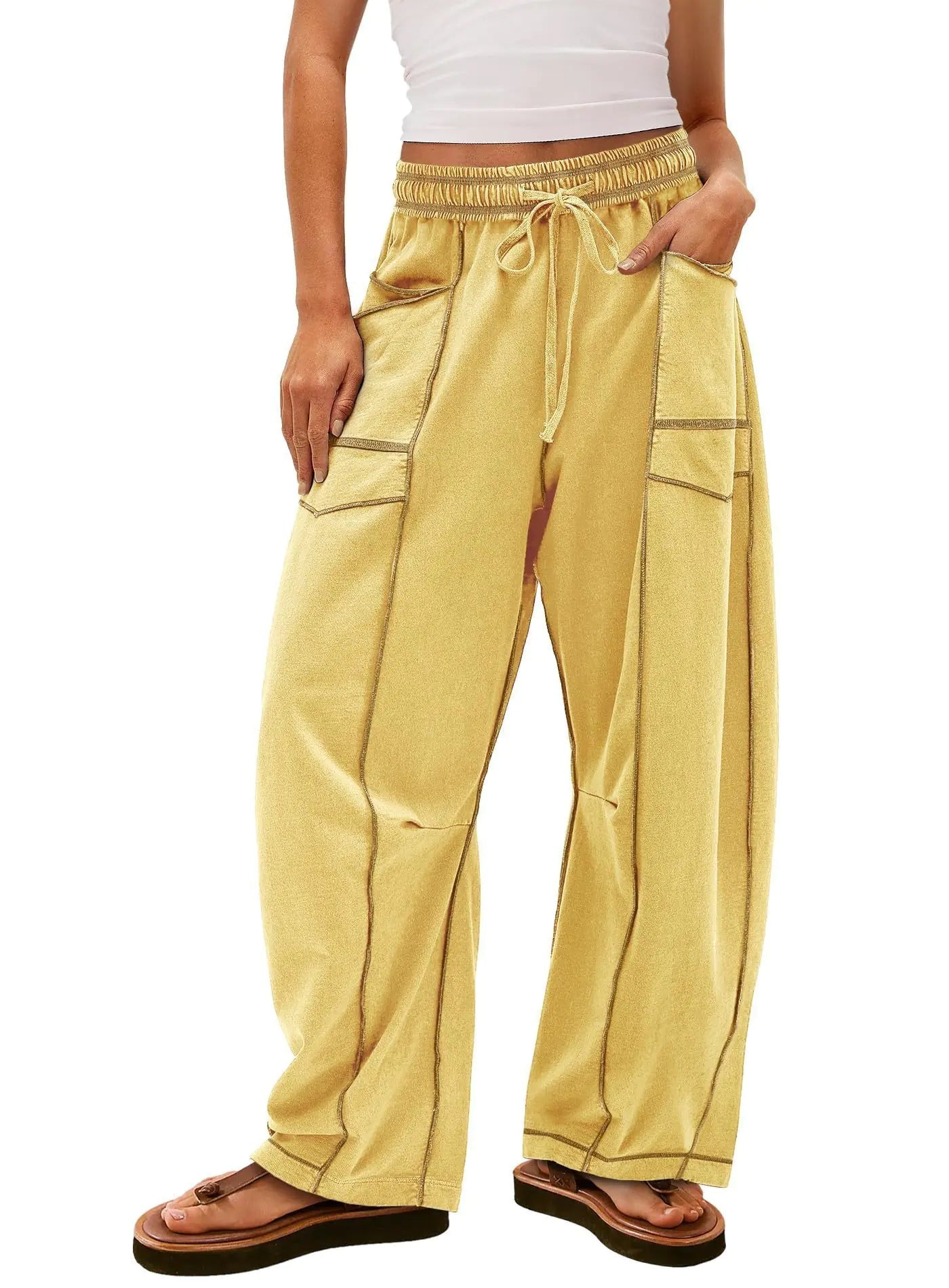 Summer Wide Leg Drawstring Casual Pants