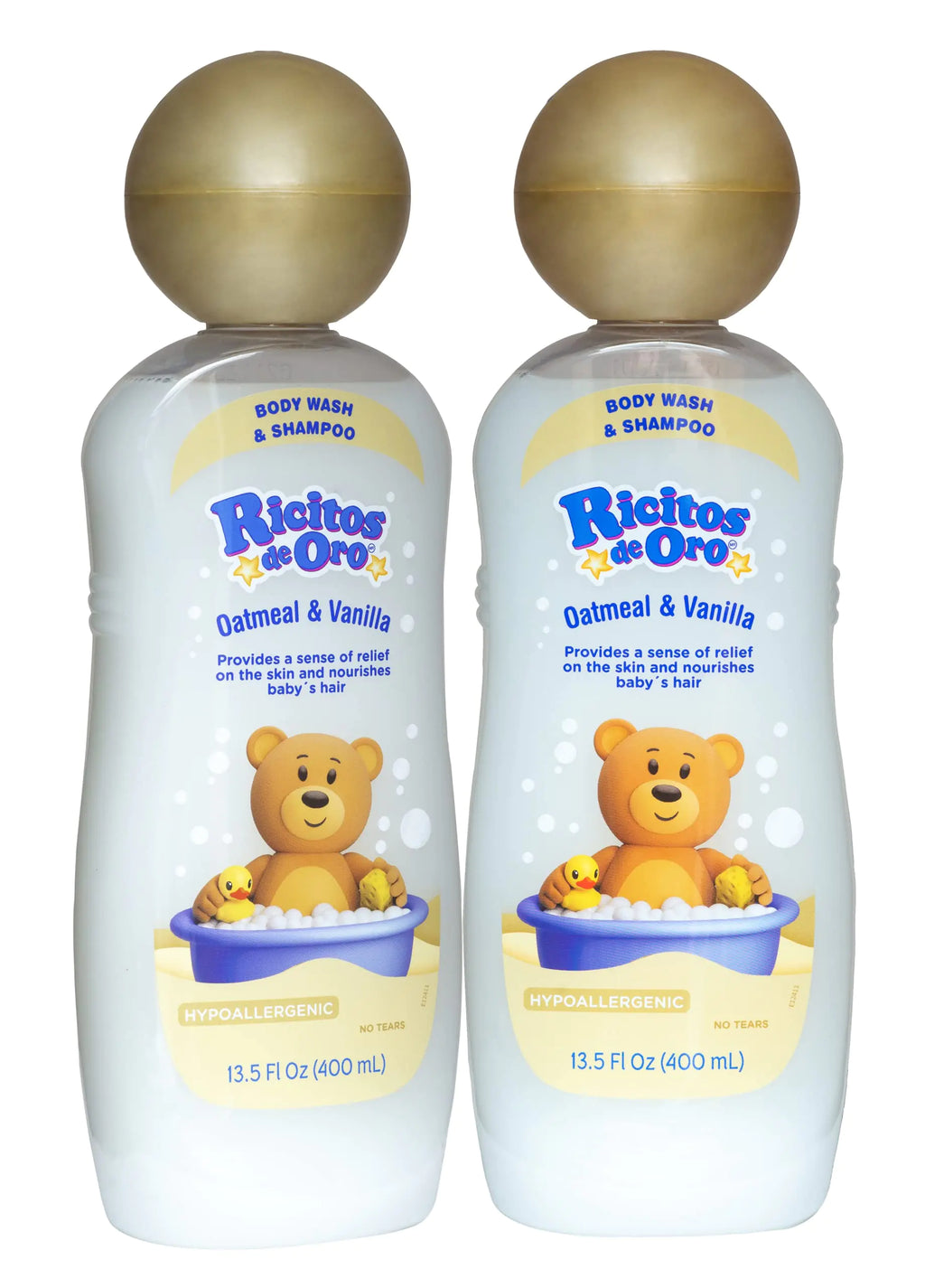 Ricitos de Oro Baby Shampoo and Body Wash Formula with Oats and Vanilla Hypoallergenic Tear-Free Body Wash and Shampoo 2-Pack of 13.5 Fl Oz Each 2 Bottles