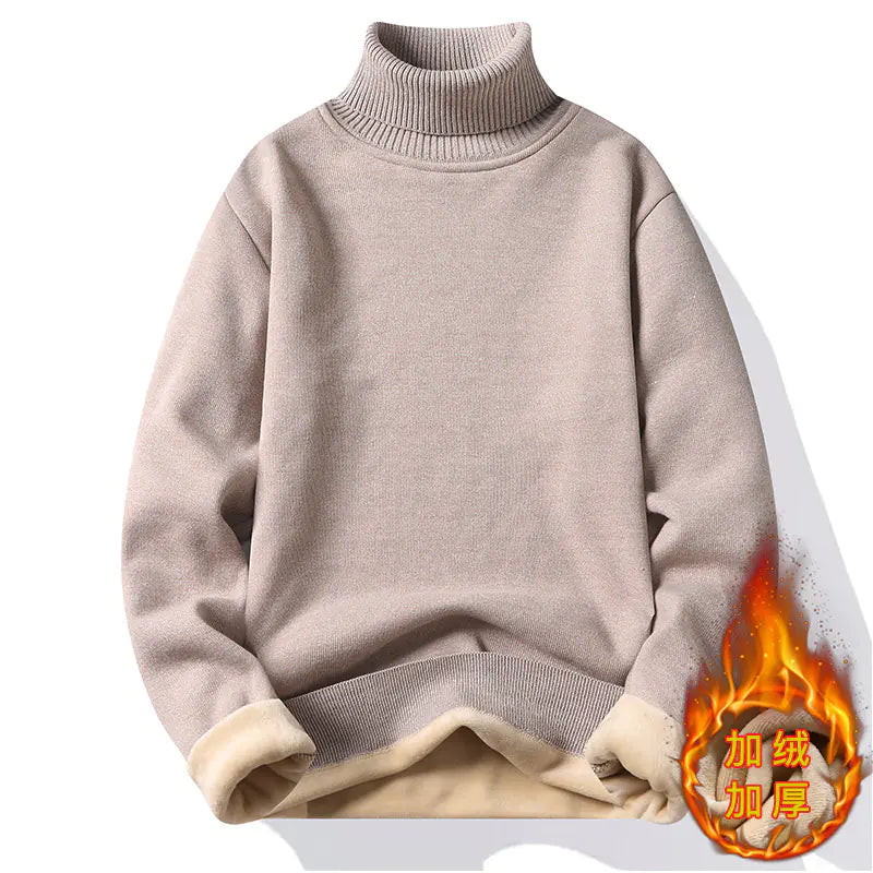 Men's Turtleneck Knit Sweater, Fleece Lined, Autumn/Winter