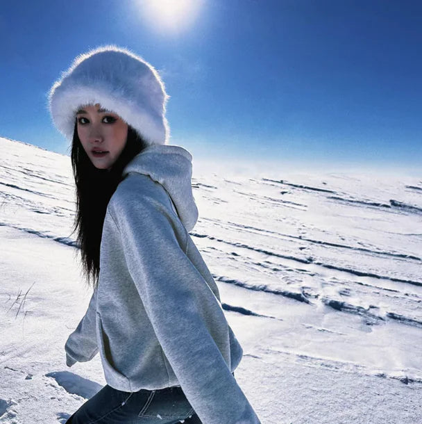 Warm Plush Cold-Proof Mink Fur Bucket Hat