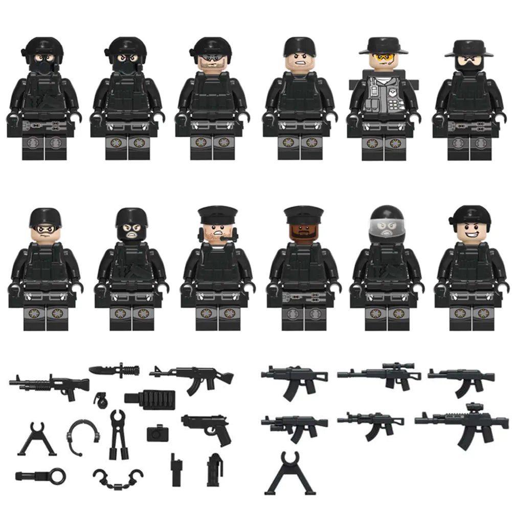 Explosive-Proof SWAT Police Action Figure Building Blocks