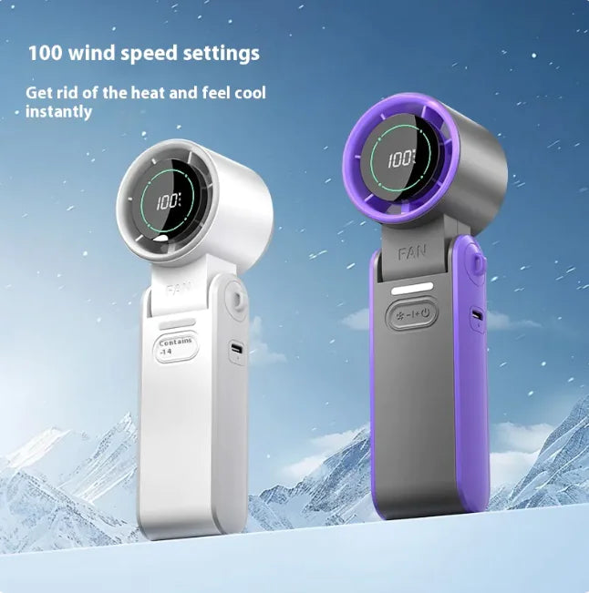Portable Handheld USB Rechargeable Folding Fan with Digital Display and Adjustable Wind Speed