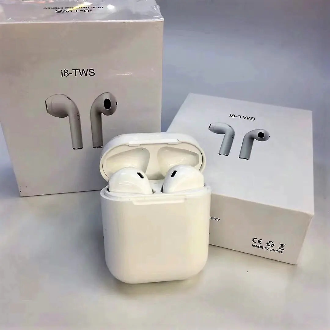 i8 Wireless Bluetooth Earbuds (Dual Ear Headphones)