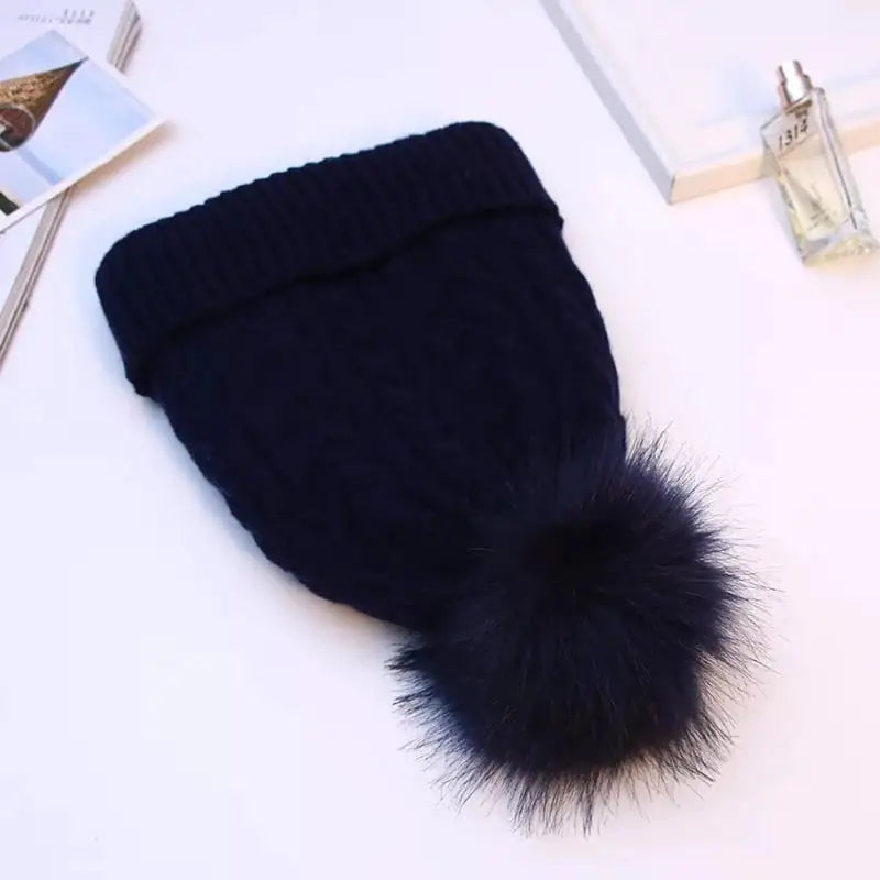 Cashmere Double-Layer Wool Outdoor Warm Knitted Hat