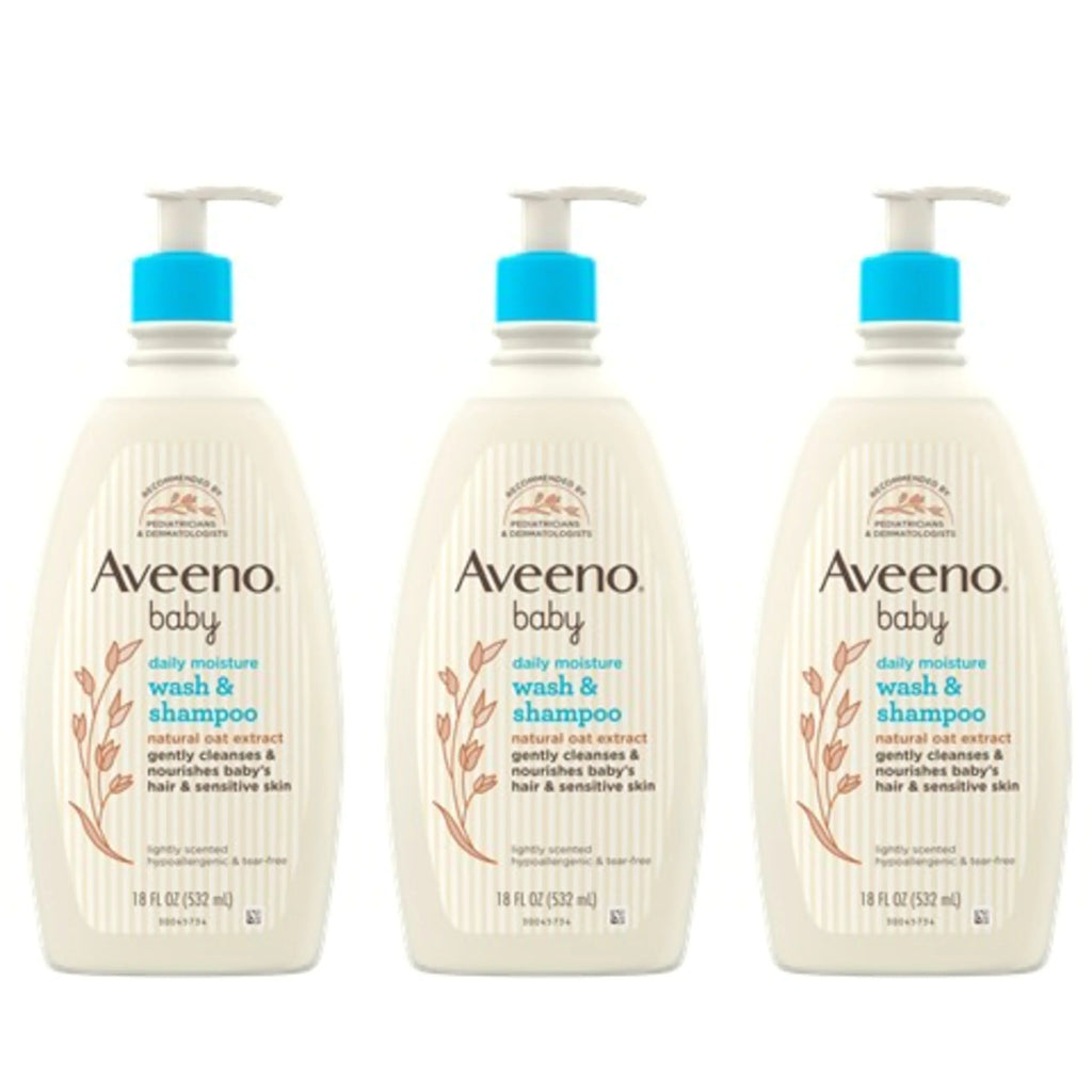 Aveeno Baby Daily Moisture Gentle Bath Wash & Shampoo with Natural Oat Extract Hypoallergenic Tear-Free & Paraben-Free Formula For Sensitive Hair & Skin Lightly Scented 33 fl. oz