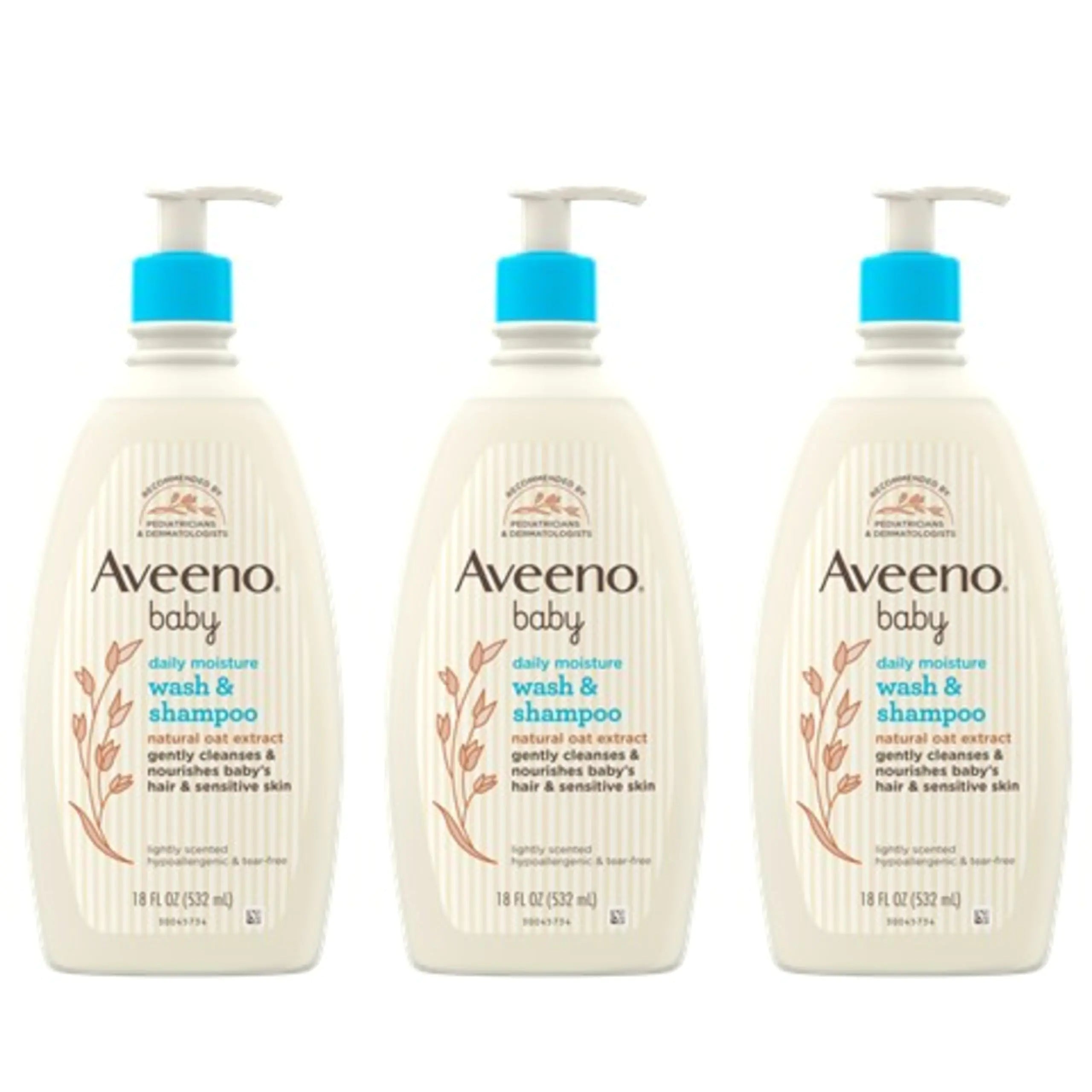 Aveeno Baby Daily Moisture Gentle Bath Wash & Shampoo with Natural Oat Extract Hypoallergenic Tear-Free & Paraben-Free Formula For Sensitive Hair & Skin Lightly Scented 33 fl. oz