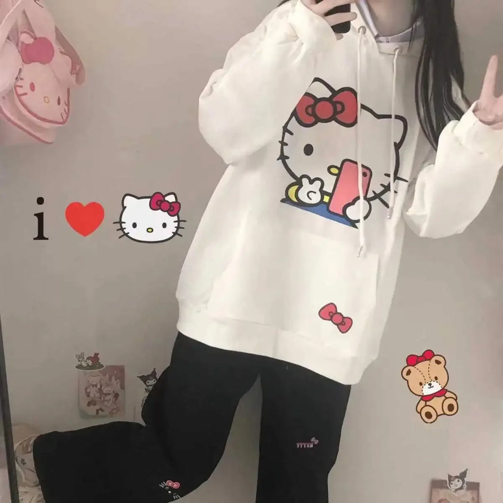 Hello Kitty Long-Sleeved Hooded Sweater Jacket