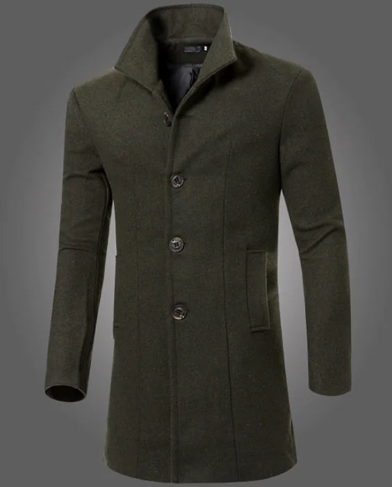Men's Wool Blend Long Overcoat and Trench Coat