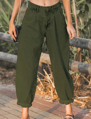 Loose High Waist Denim Trousers for Women