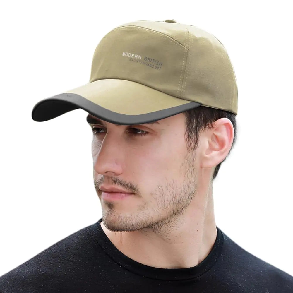 Adjustable Baseball Cap Super Extra Long Bill Sun Hat Outdoor Sports Quick-Drying Hat UV Protection Sun Cap for Men Women (Khaki)