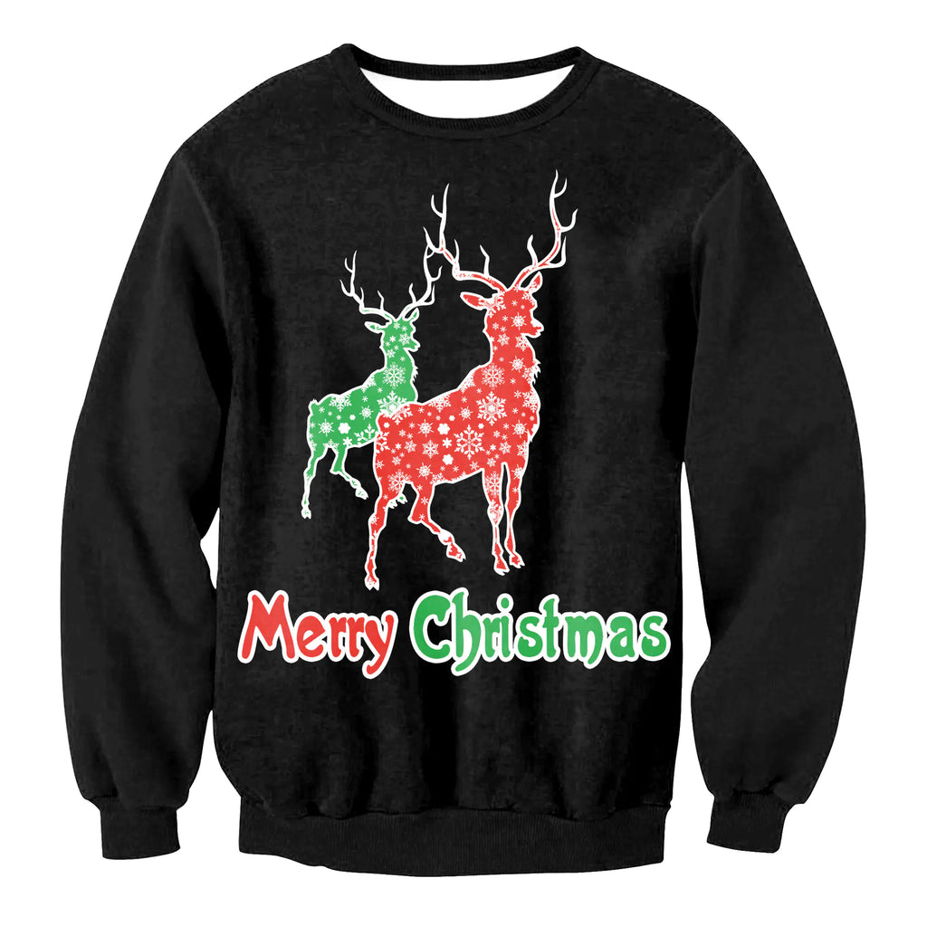 Women's Santa Elk Long Sleeve Loose Sweatshirt