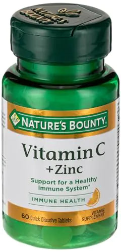 Vitamin C + Zinc by Natures Bounty Vitamin Supplement Supports Immune Health 60 mg 60 Tablets