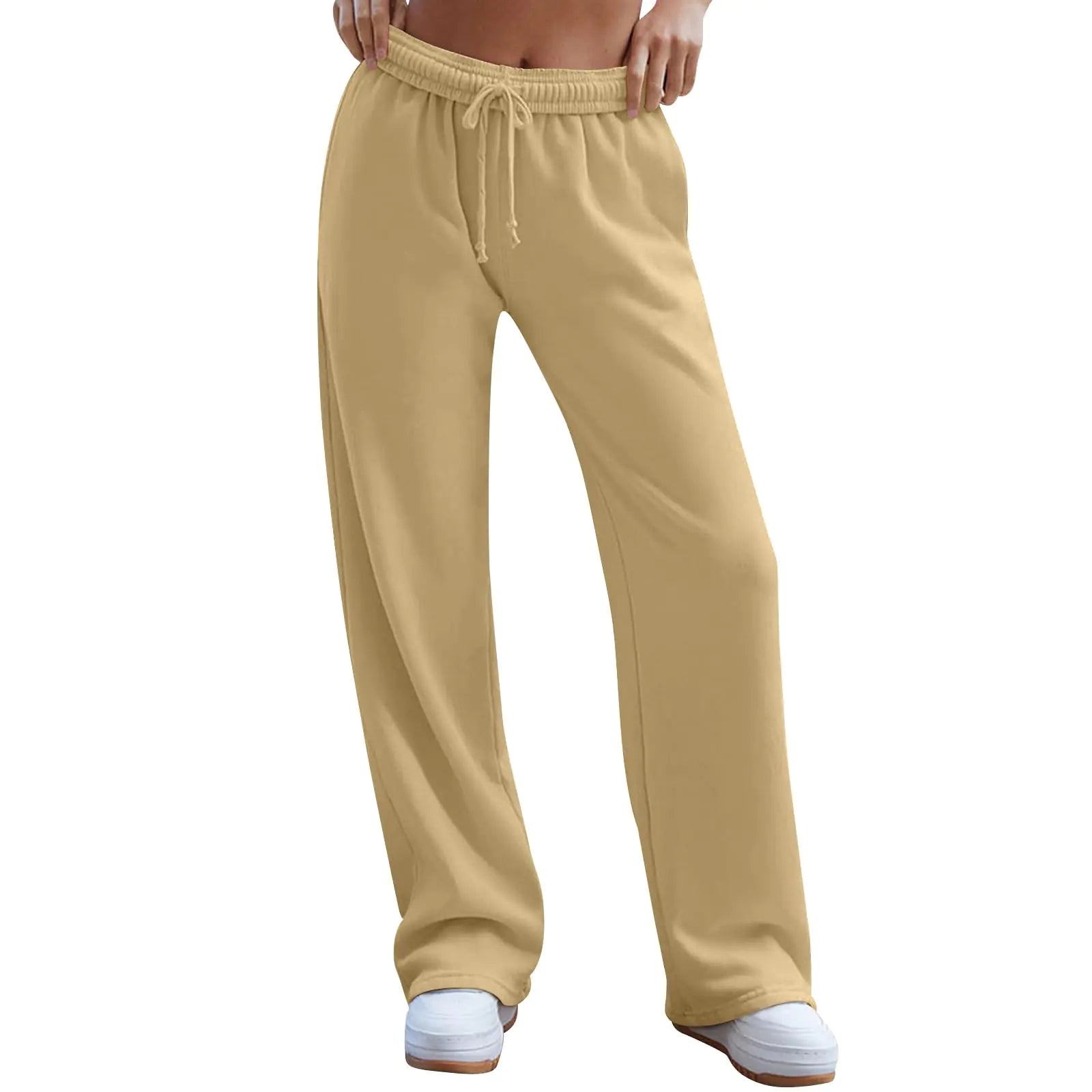 Womens Wide Leg Pants Y2k High Waisted Interior Drawstring Sweatpants Solid Color Cute Sweat Pants with Pockets Womens Wide Leg Pants Soft Straight Leg Sweatpants Athleitc Workout Pants Women