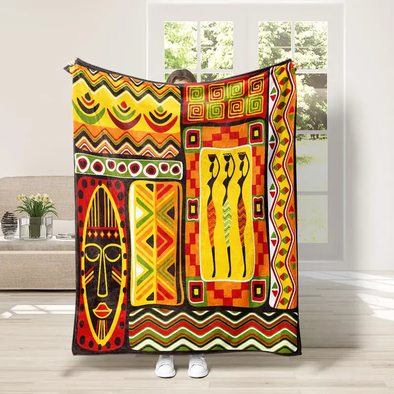 African Design Flannel Blanket - Cozy and Soft (1pc)