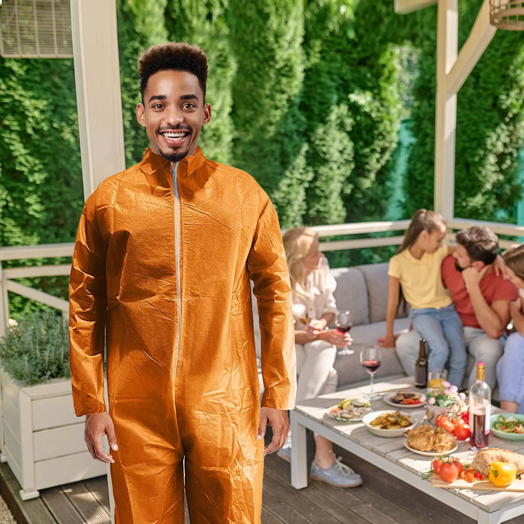 Medical Disposable Coveralls for Men and Women X Large Size Orange Hazmat 1 Pack