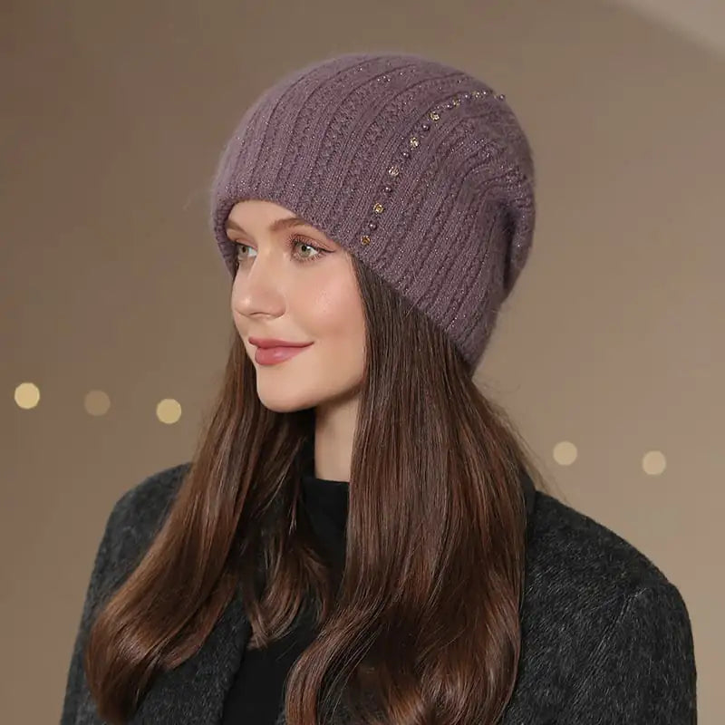 Fashionable Double-Layer Knitted Wool Warm Hat