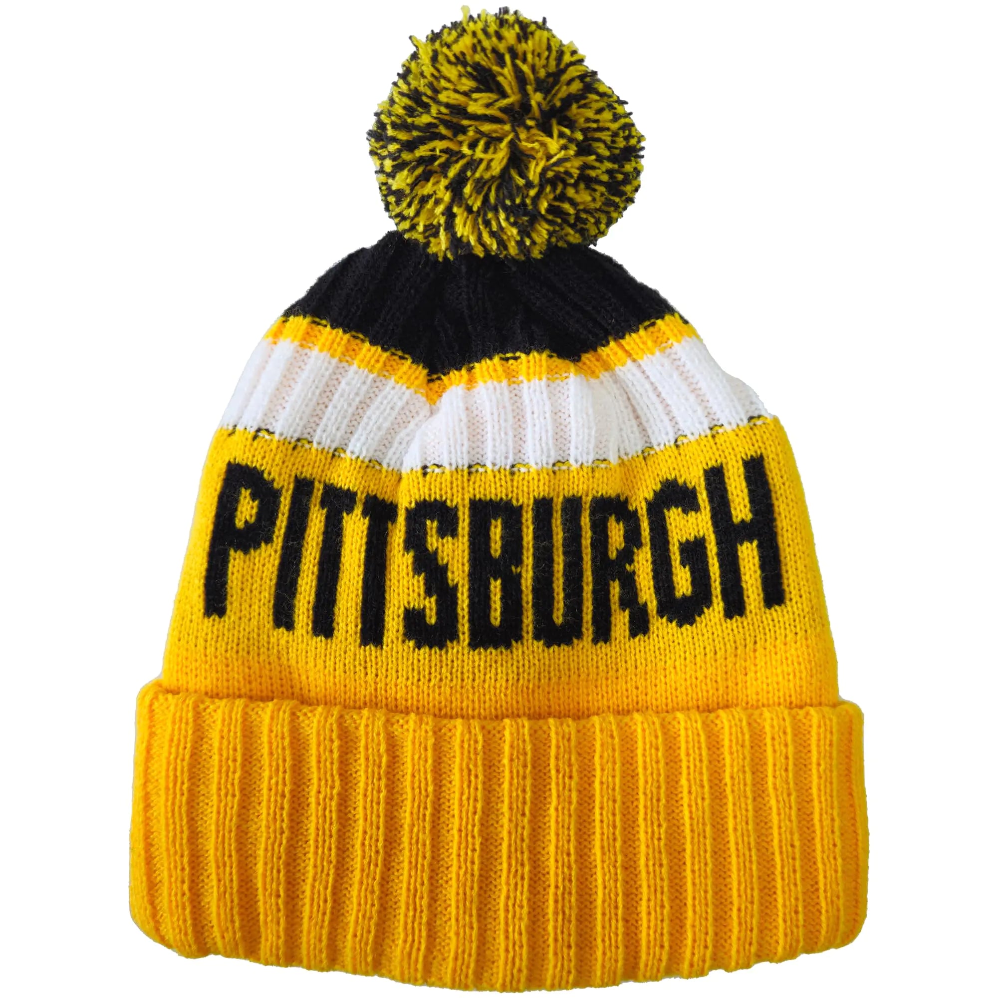 Vkawesr City Beanie Knit Hat with Pom Winter Cuffed Cap Sport Fans Gift for Men Women