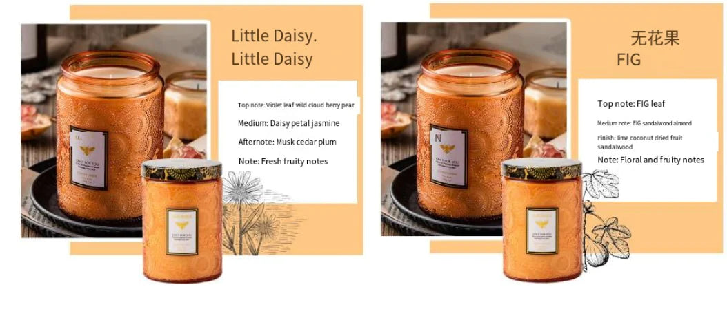 Embossed Glass Soy Aromatherapy Candles