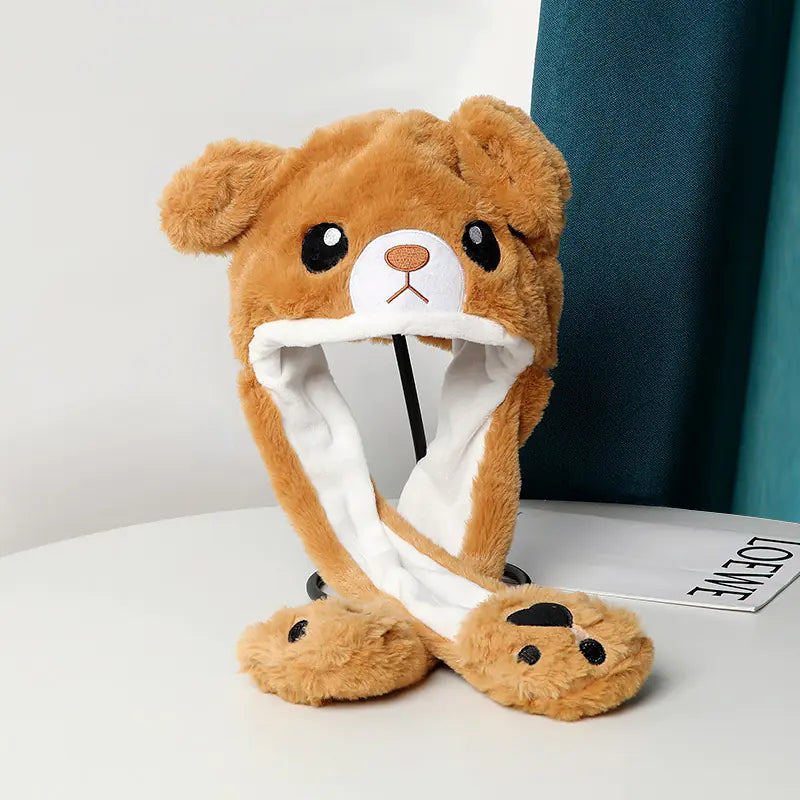 Warm Plush Hat with Moving Ears