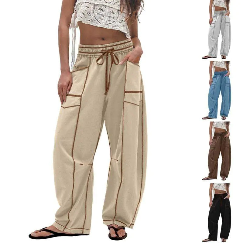 Summer Wide Leg Drawstring Casual Pants