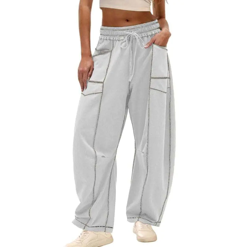 Summer Wide Leg Drawstring Casual Pants