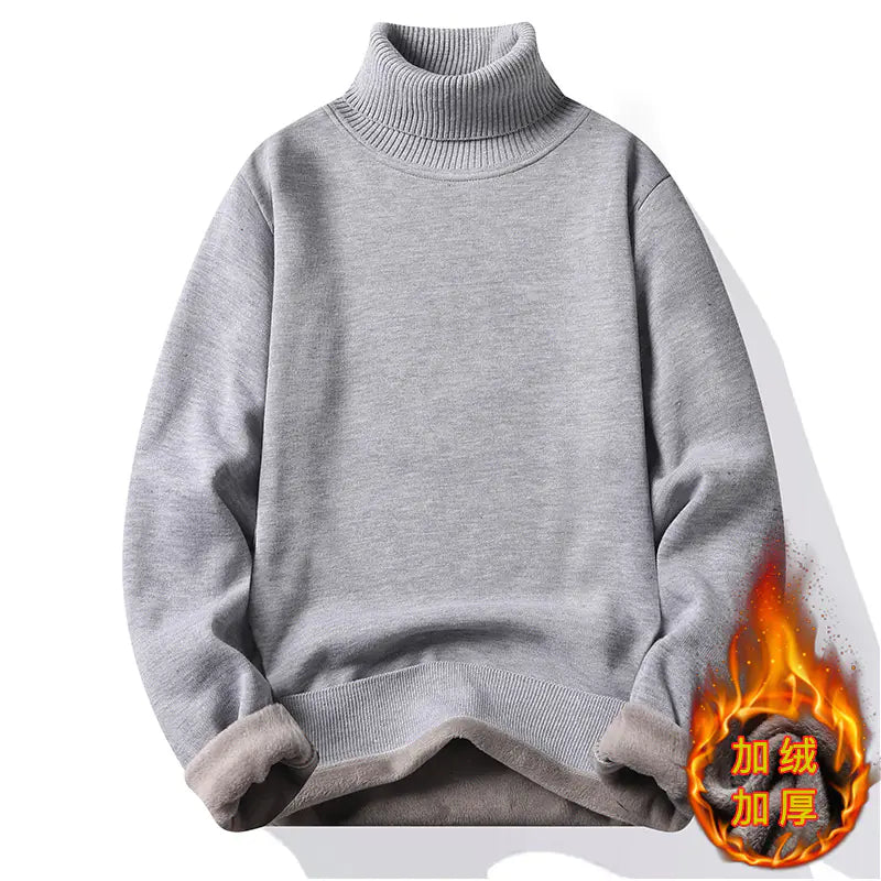 Men's Turtleneck Knit Sweater, Fleece Lined, Autumn/Winter