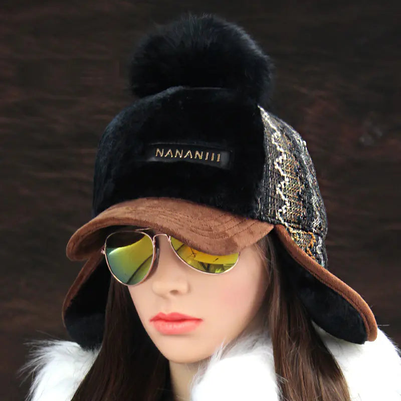 Winter Warm Ear Protection Baseball Cap with Thick Fleece