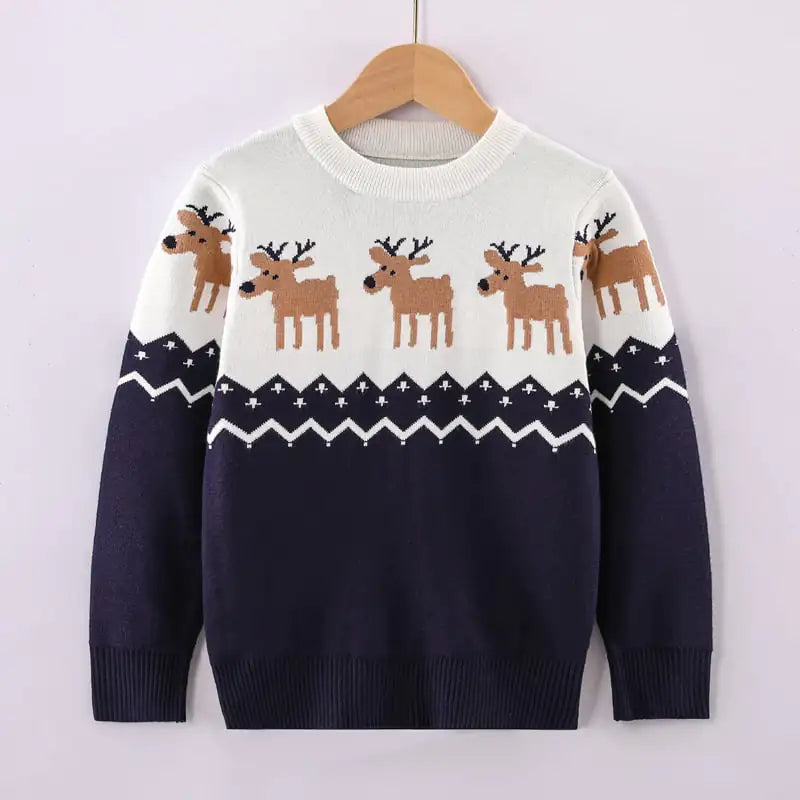 Thick Knitted Christmas Elk Sweater for Kids