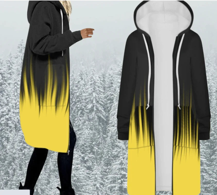 Printed Mid-length Hooded Women's Trench Coat