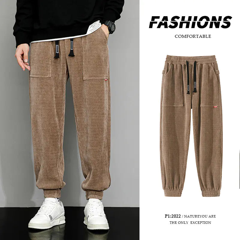 Men's Plus-Size Loose Wide Leg Corduroy Pants