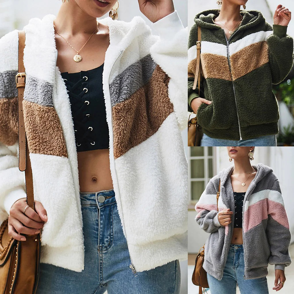 Autumn Winter Oversized Hooded Fleece Jacket