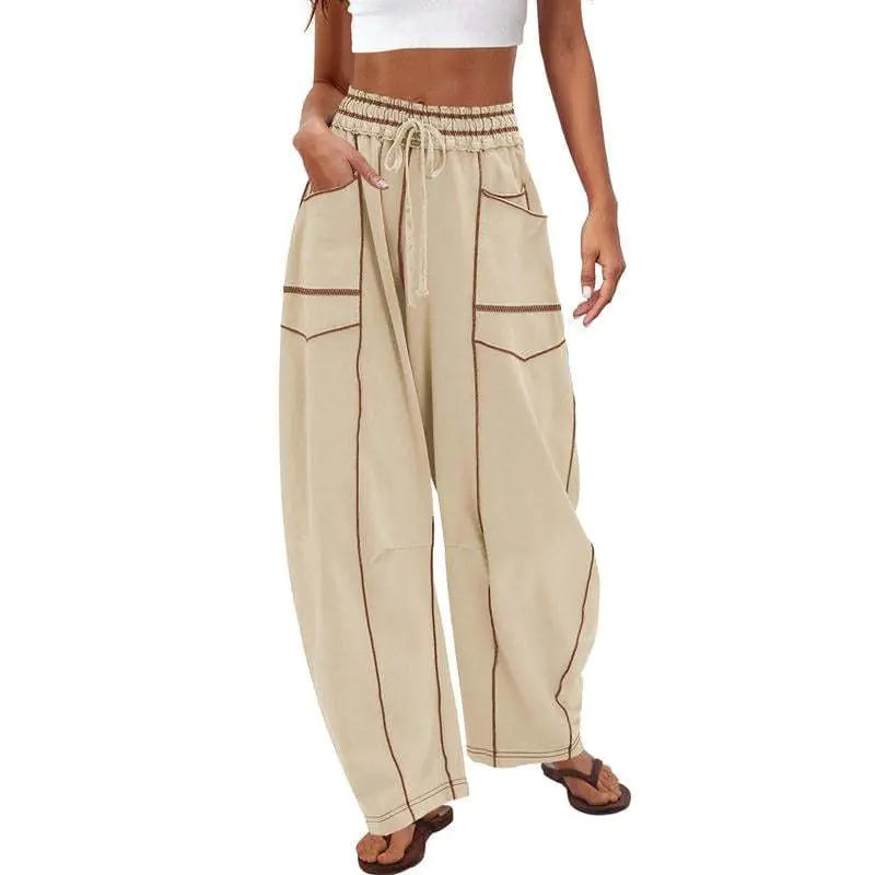 Summer Wide Leg Drawstring Casual Pants