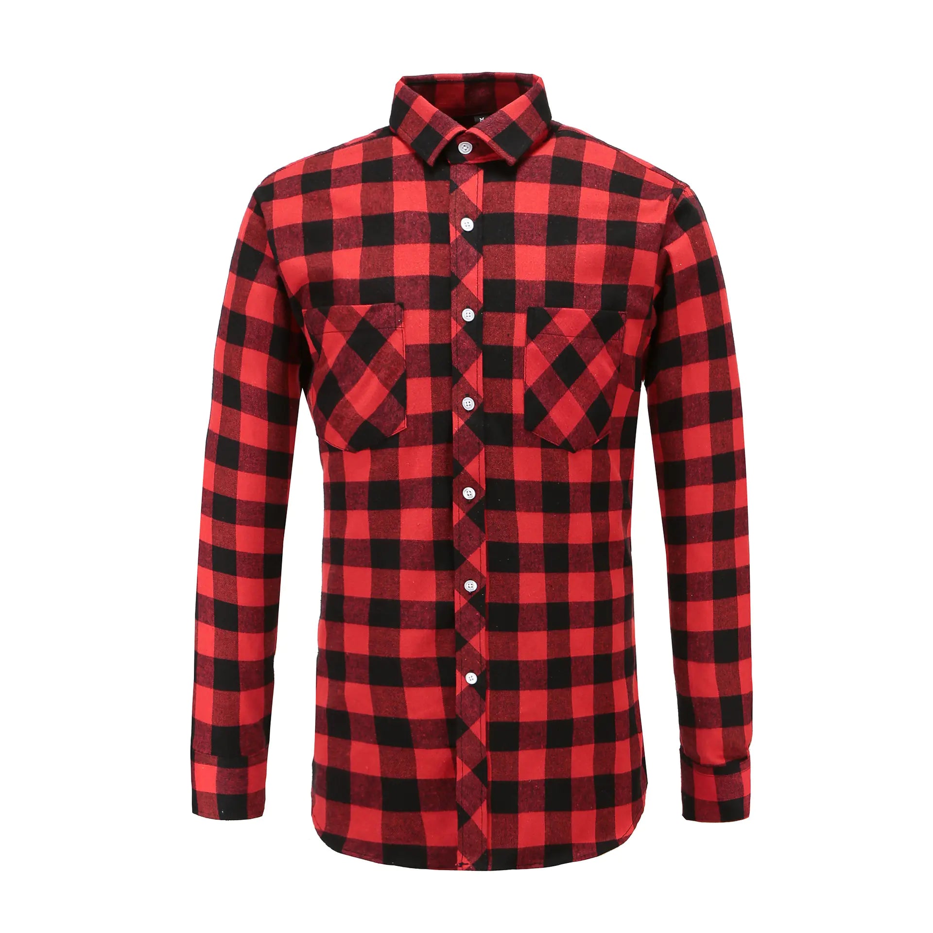 Men's Plaid Brushed Flannel Long Sleeve Shirt with Pockets