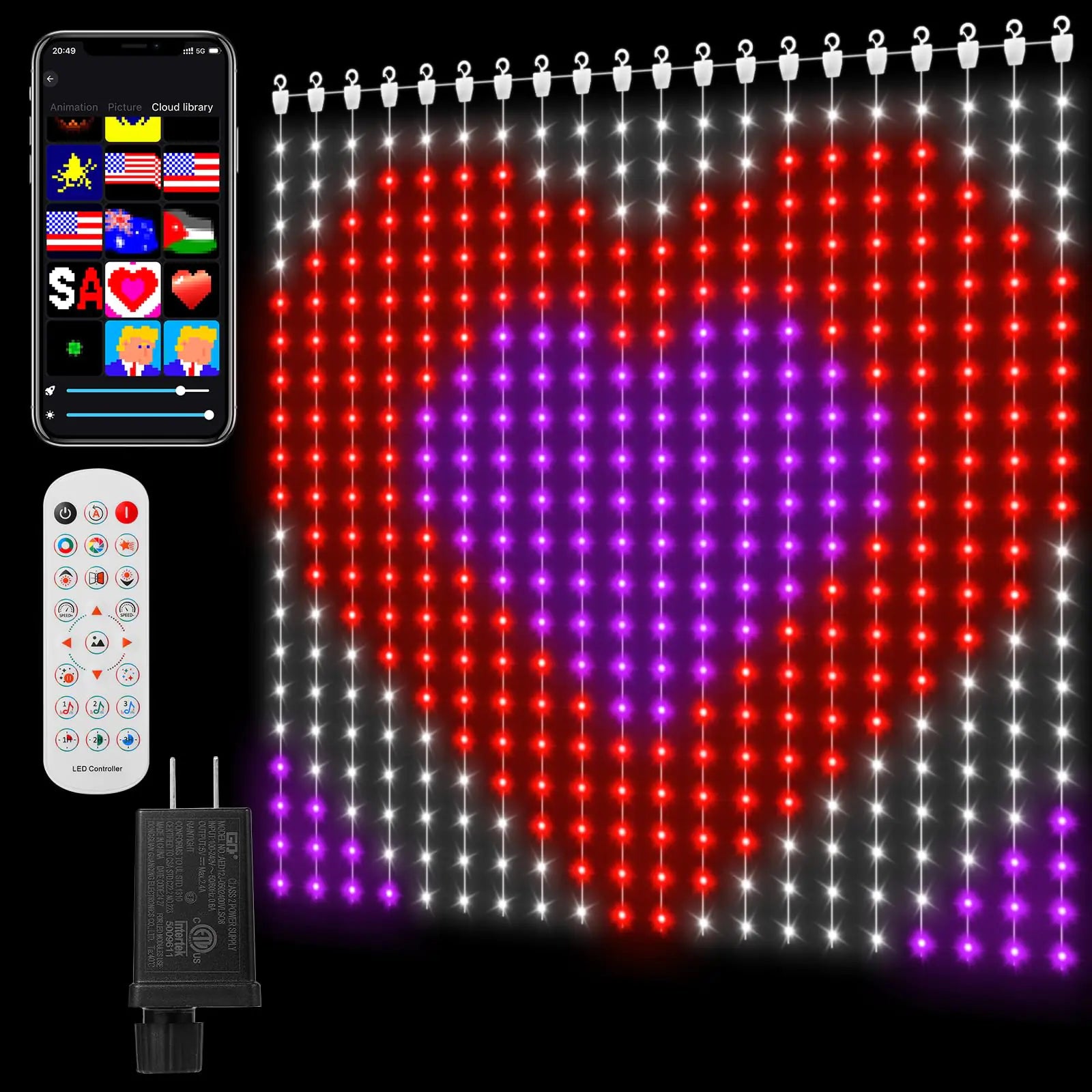 CoziTech Smart Curtain Lights 400 LED Color Changing Curtain Lights 6.6 * 6.6 FT Dynamic DIY Fairy String Curtain Lights for Bedroom Living Room Backdrop Patio Valentine Décor (APP +Remote Control)