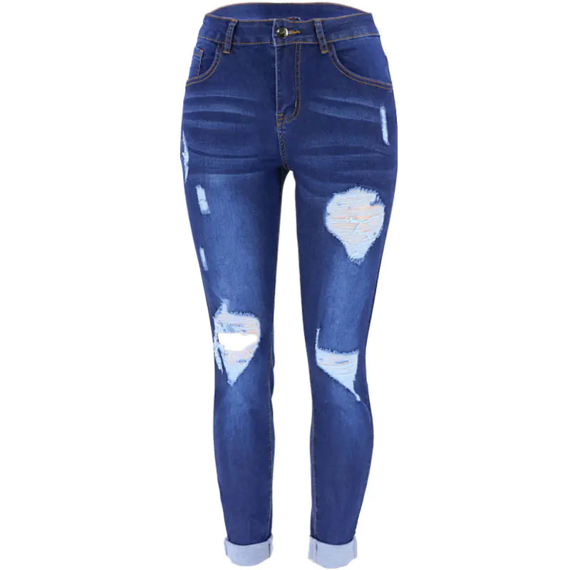 High Rise Distressed Ripped Skinny Jeans for Women