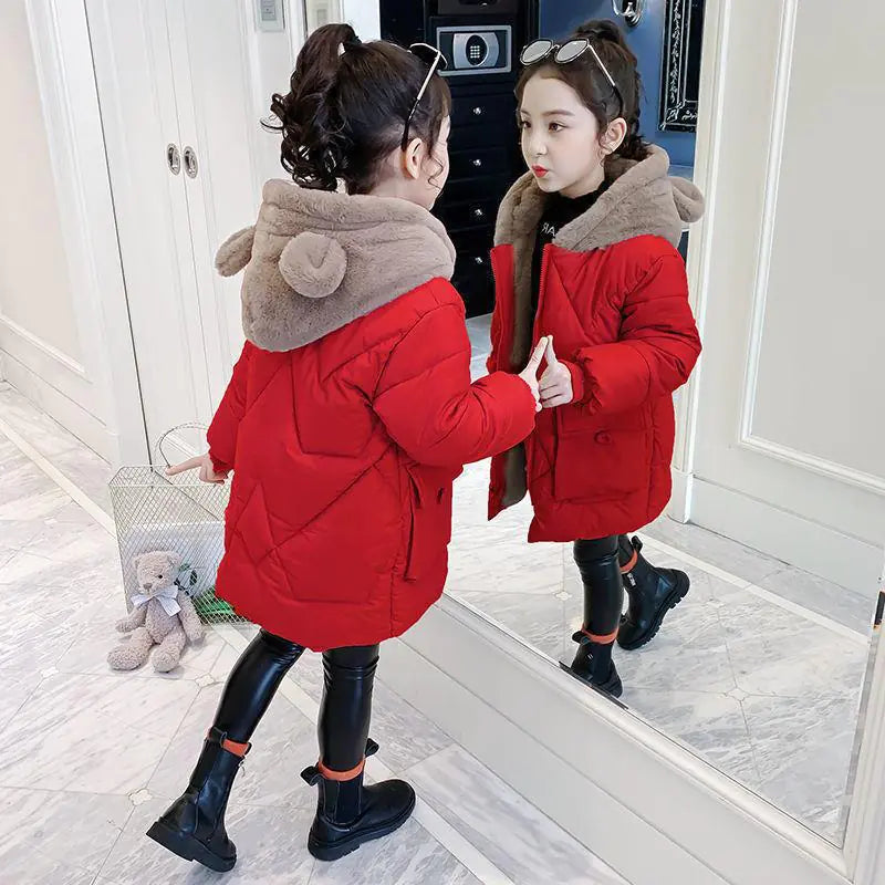 Children's Mid-Length Down Cotton Jacket (Medium & Large)