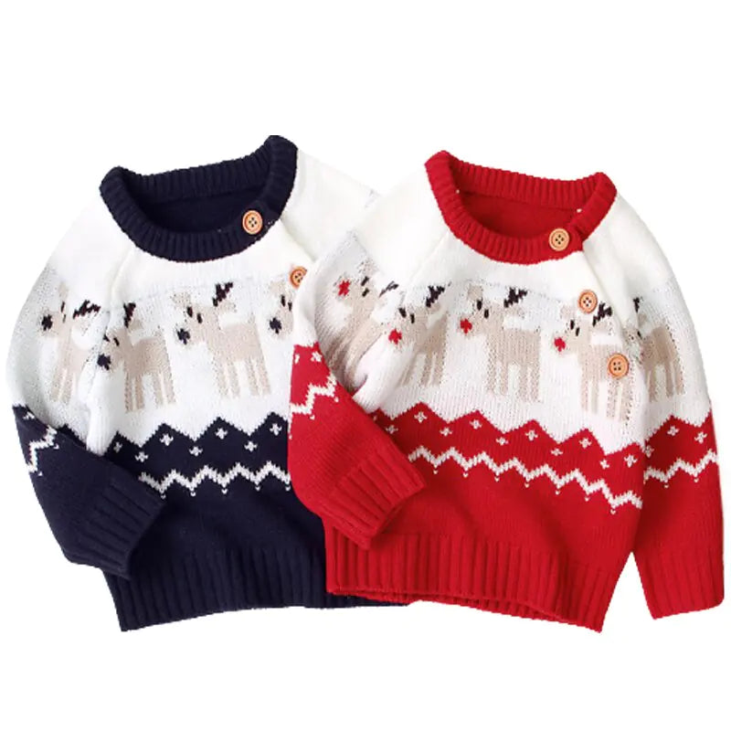 Knitted Cartoon Christmas Reindeer Sweater for Kids