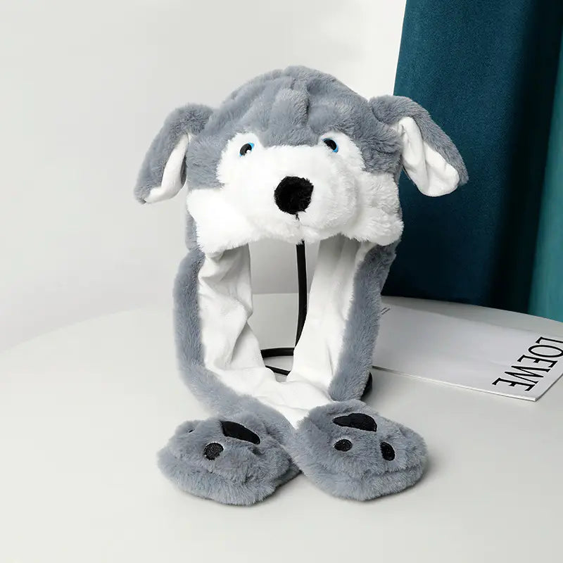 Warm Plush Hat with Moving Ears
